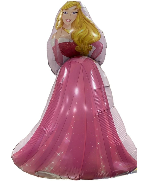 GLOBO METALIZADO 20" PRINCESAS AURORA BORDE ROSA