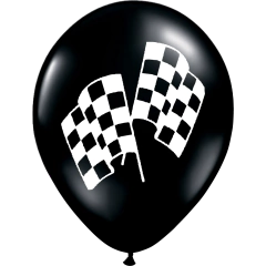 GLOBO BANDERA DE CARRERAS NEGRO X 50 UNIDADES