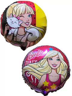 GLOBO METALIZADO 9" REDONDO BARBIE BORDE VIOLETA