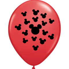 GLOBO CABECITAS DE MICKEY ROJO X 25 UNIDADES
