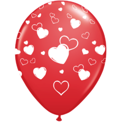 GLOBO CORAZON 2023 ROJO IMP. BLANCO X 25 UN.