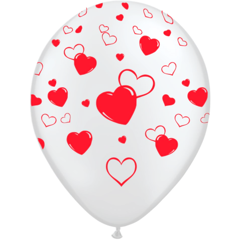 GLOBO CORAZON 2023 CRISTAL IMP. ROJO X 25 UN.