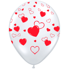 GLOBO CORAZON 2023 BLANCO IMP. ROJO X 25 UN.