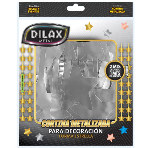CORTINA DILAX ESTRELLAS PLATEADO 2X1 MTS