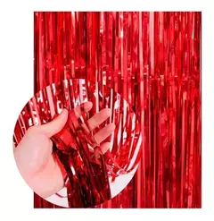CORTINA METALIZADA LISA 2MTS X 1MT ROJO
