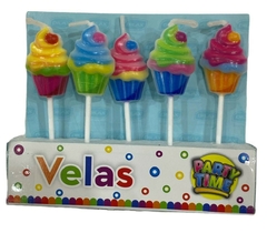 PARTY TIME VELAS CUPCAKES MULTICOLOR X 5 UNIDADES