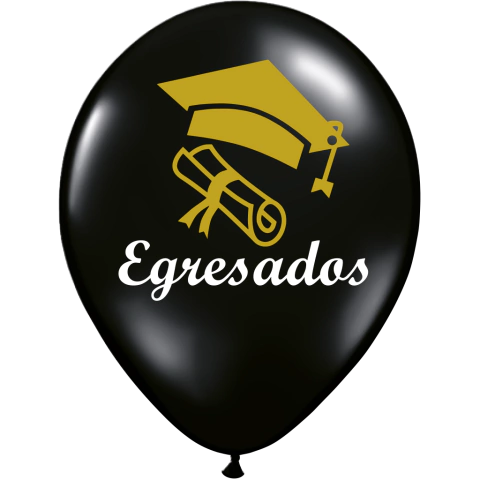 GLOBO EGRESADOS 2 TINTAS NEGRO X 50 UN.