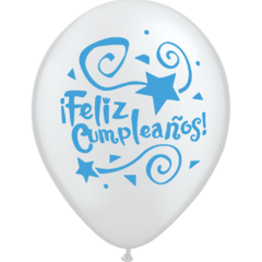 GLOBO FELIZ CUMPLEAÑOS CRISTAL CELESTE X 25 UNIDADES - comprar online