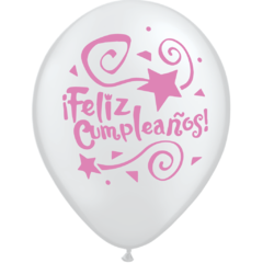 Globo Feliz cumpleaños Cristal rosa x 50 Unidades