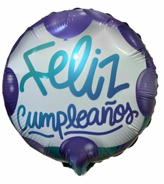 GLOBO METALIZADO 9" FELIZ CUMPLEAÑOS CON GLOBOS LILA