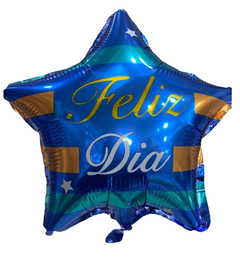 GLOBO METALIZADO ESTRELLA 9" FELIZ DIA AZUL - buy online