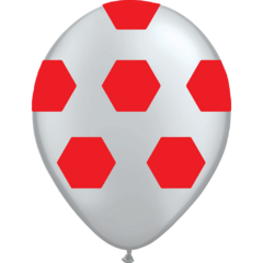 GLOBO GAJOS BLANCO CON ROJO X 50 UNIDADES