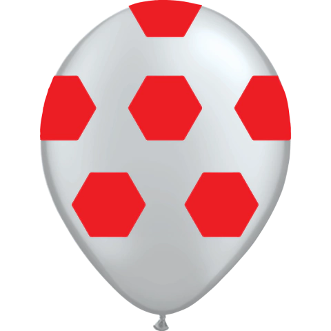 GLOBO GAJOS BLANCO CON ROJO X 50 UNIDADES