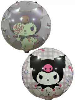 GLOBO METALIZADO 18" KUROMI A CUADROS LILA
