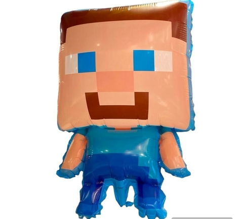 GLOBO METALIZADO 24" MINECRAFT STEVE CELESTE