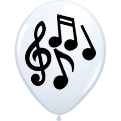 GLOBO NOTAS MUSICALES BLANCO X 25 UNIDADES