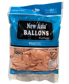 GLOBO NEW ASIA BALLOONS 12" SALMON PASTEL X 50 UN. - comprar online