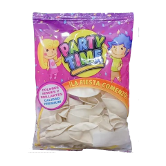 PARTY TIME PERLADO 12" X 25 UN. BLANCO - comprar online
