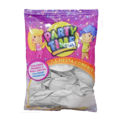 PARTY TIME PERLADO 12" X 25 UN. PLATA - comprar online