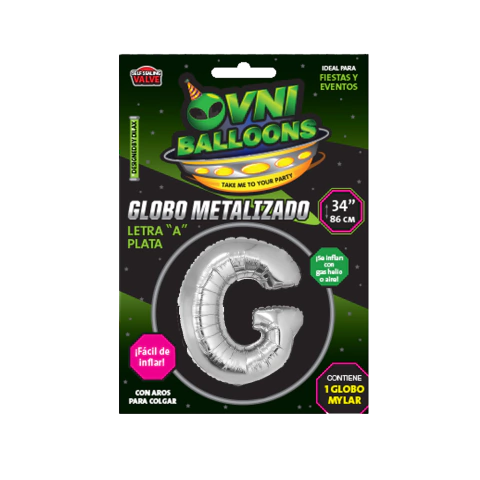 OVNI METALIZADO 34 LETRA G PLATEADO