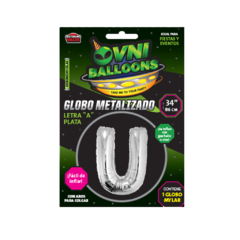 OVNI METALIZADO 34 LETRA U PLATEADO