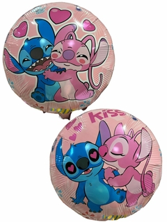 GLOBO METALIZADO 18" STITCH Y ANGELA REDONDO ROSA