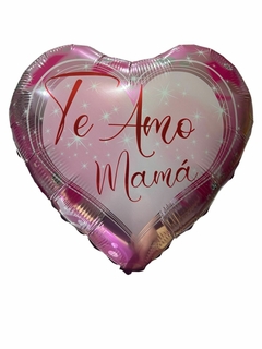 GLOBO METALIZADO 18" TE AMO MAMA CORAZON ROSA LETRAS ROJAS