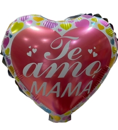 GLOBO METALIZADO CORAZON 9" FELIZ DIA MAMA FUCSIA LETRA BLANCA