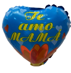 GLOBO METALIZADO CORAZON 9" FELIZ DIA MAMA CELESTE