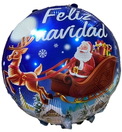 GLOBO METALIZADO 18" FELIZ NAVIDAD REDONDO AZUL