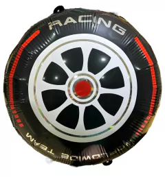 GLOBO METALIZADO 18" RUEDA RACING ROJO