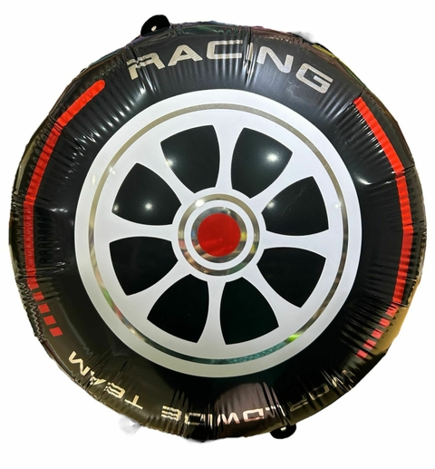 GLOBO METALIZADO 18" RUEDA RACING ROJO
