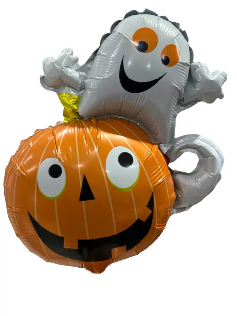 GLOBO METALIZADO 14" HALLOWEEN CALABAZA CON FANTASMA