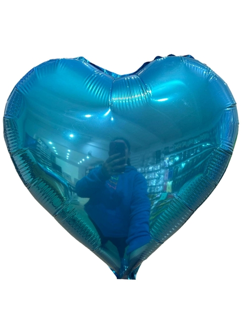 GLOBO METALIZADO 18 CORAZON CELESTE - comprar online