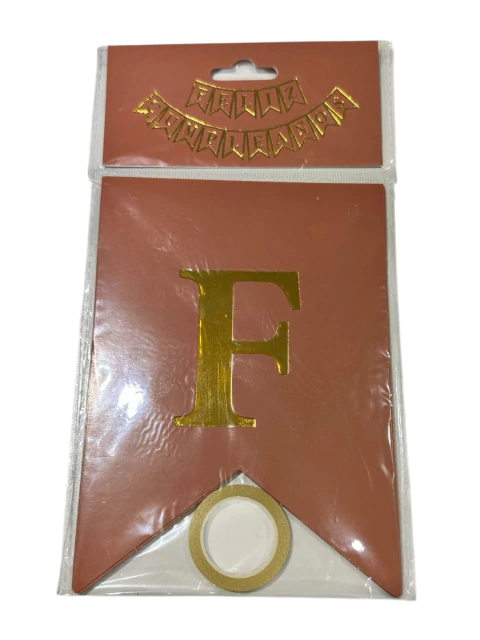 BANDERIN FELIZ CUMPLEAÑOS COLOR NUDE ROSE GOLD - comprar online