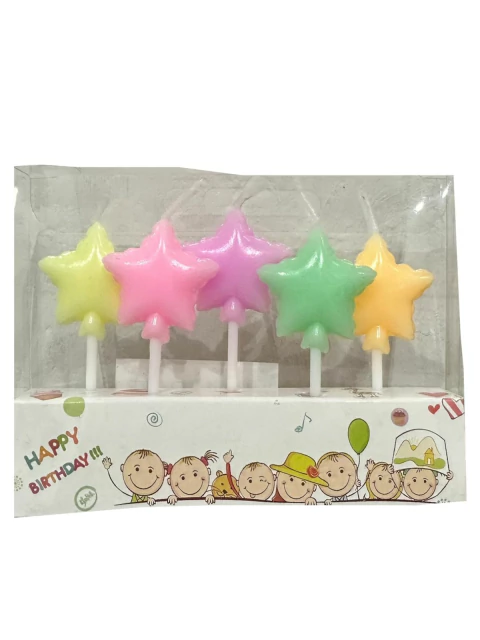 VELAS ESTRELLITAS PASTELES X 5 UN