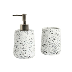 Vaso Porta Cepillo Terrazo Blanco Gris 10x7 Cm en internet