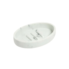 Jabonera Ceramica Simil Marmol Blanco