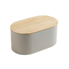 Lata Oval Tapa Bambú Gris Bread 34 Cm