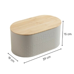 Lata Oval Tapa Bambú Gris Bread 34 Cm - comprar online