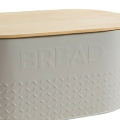 Lata Oval Tapa Bambú Gris Bread 34 Cm - Vienna Hogar