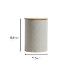 Lata Redonda Tapa Bambú Gris Coffee 11,5x15,5 Cm - comprar online