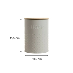 Lata Redonda Tapa Bambú Gris Sugar 11,5x15,5 Cm - comprar online