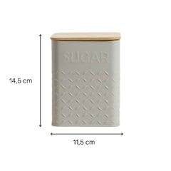 Lata Cuadrada Tapa Bambú Gris Sugar 11,5x14,5 Cm - comprar online