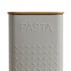 Lata Cuadrada Tapa Bambú Gris Pasta 11,5x27,5 Cm - Vienna Hogar