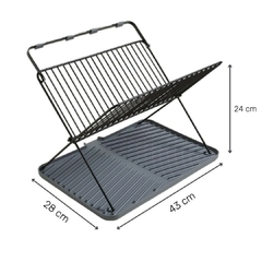 Secaplatos Plegable De Acero Negro Con Bandeja De Plastico Gris - comprar online