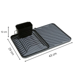 Secaplatos De Acero Negro Con Bandeja De Plastico Gris - comprar online