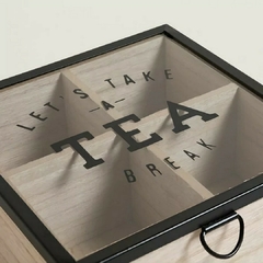 Caja De Te Tapa Vidrio Angelina x 4 Divisiones - Vienna Hogar