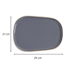 Plato Playo Zarzis Gris Oscuro Brillante Con Borde Natural 29 Cm - comprar online