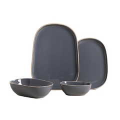 Plato Playo Zarzis Gris Oscuro Brillante Con Borde Natural 29 Cm - tienda online
